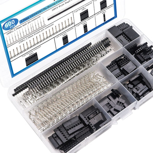 Taiss 600PCS Dupont Connector Kit 2.54mm 1/2/3/4/5/6/7 Pin Housing Connector and Male Female Crimp Pin,Dupont Crimp Pin Adaptor Assortment,Jumper ...