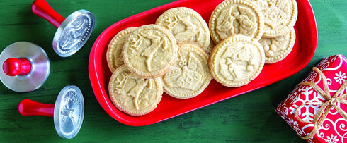 Nordic Ware 01236 Yuletide Cast Cookie Stamps, 3-inch rounds, Silver...