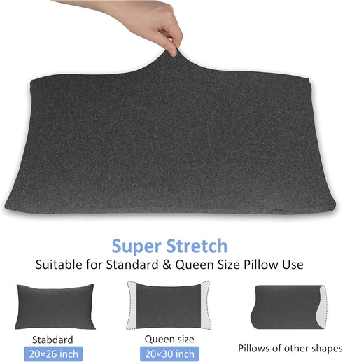 2-Pack Stretch Pillow Cases - Jersey Knit & Ultra Soft Envelope Closure Pillowcases T-Shirt Like Microfiber Blend - Suitable for Queen or Standard...