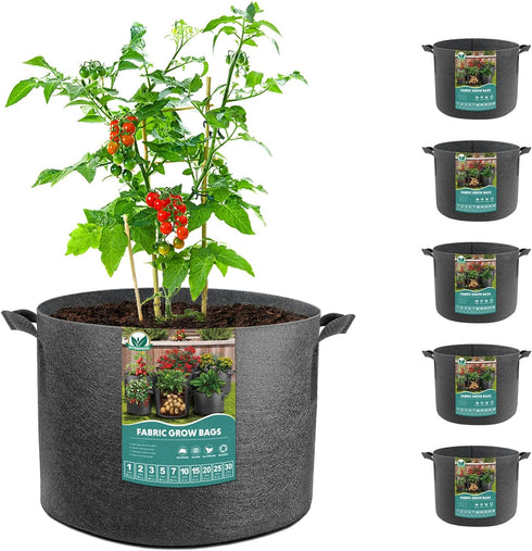 Plant Grow Bags 15 Gallons-5 Pack Multi-Purpose Nonwoven Fabric Pots with Durable Handles,Outdoor Garden Plant Pots for Vegetables Fruits Flowers ...