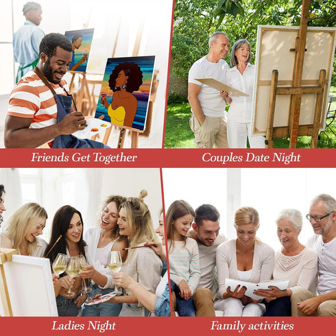 Gimdesaj Canvas Painting Kit Pre Drawn Canvas for Painting for Adults Party Party Kits Paint and Sip Party Supplies 8x10 Canvas to Paint Afro Wome...