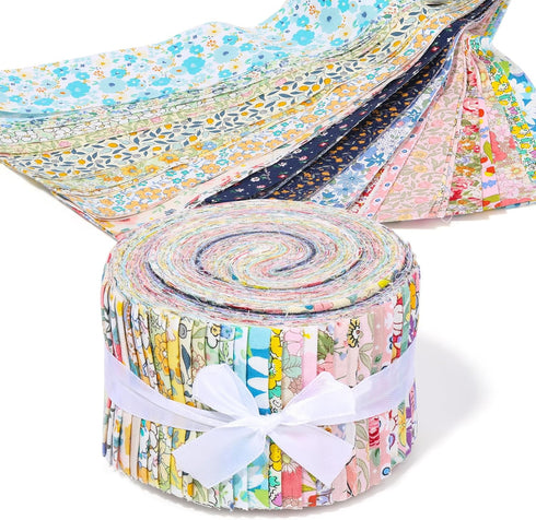 Jelly Roll Fabric Strips for Quilting, Jelly Rolls for Quilting, 36 Strip Assorted Bundle, Soft Cotton Quilting Fabric for for Blanket, Purses, Ba...