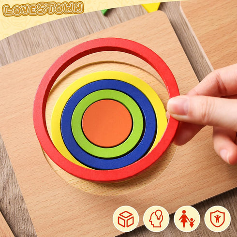 LovesTown 3 Sets Wooden Shape Sorting Puzzles?Montessori Puzzles Toddler Preschool Wooden Sensory Toys for Toddlers...