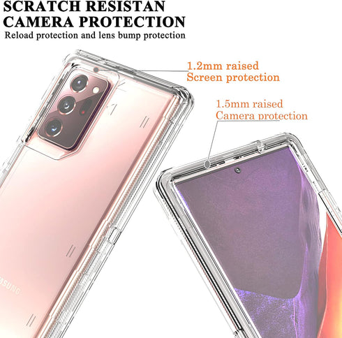 YmhxcY Galaxy Note 20 Ultra Case - 3 Layer Drop Protection, Shockproof, Clear Silicone Cover - Crystal Clear...