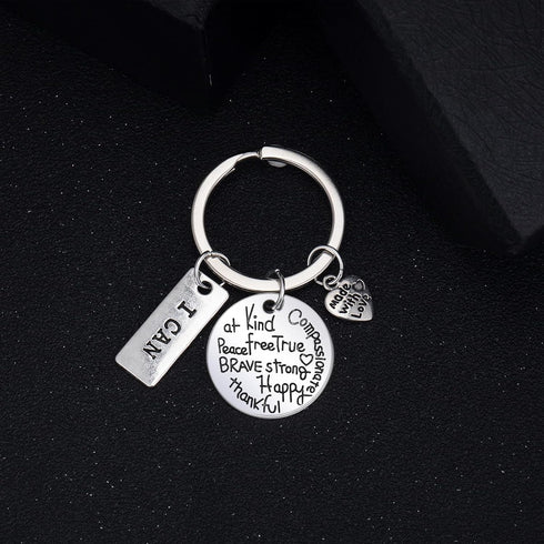 259 Pieces Inspirational Motivational Keychains Charms Bulk Keychains Inspirational Words Charms with Open Jump Rings Key Rings for Various DIY Ne...