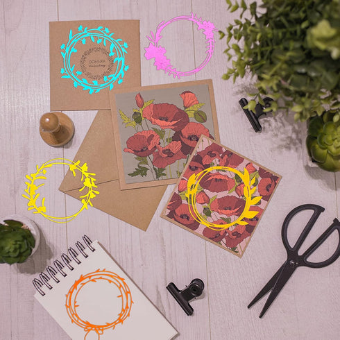 6 Pieces Wreath Die Cuts for Card Making Metal Circle Round Flower Die Cuts for Paper Crafts Border Stencils for Card Making Supplies DIY Craft, 6...