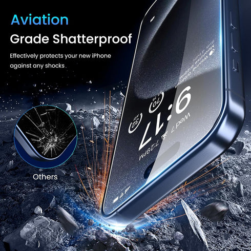 Fotbor [3+3 Pack for iPhone 15 Pro Max Screen Protector with Camera Lens Protector, Tempered Glass Shatterproof Easy Installation Frame, HD Clear ...