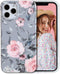 YeLoveHaw Designed for iPhone 12 and 12 Pro Case for Women Girls, Soft Slim Full-Around Protective Cute Case, Floral & Purple Gray Leaves Pattern,...