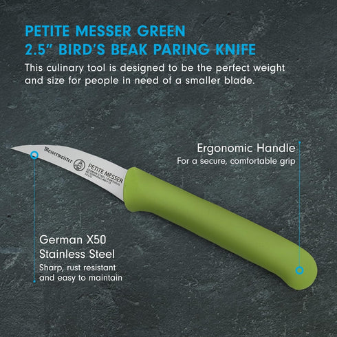Messermeister Bird's Beak Parer with Matching Sheath, 2.5 Inch, Green...