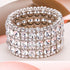 EVER FAITH Women's Round Shaped Austrian Crystal Wedding 3 Layers Luxury Elastic Stretch Bracelet...