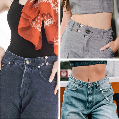4pcs Pants Waist Tighteners, No Sewing Removable Jeans Button Tightener Waist Button Pin Required Jean Button Tightener Waist Button Tightener for...