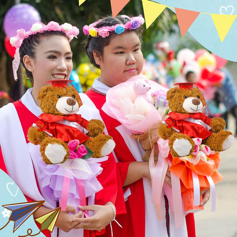 2 Pcs Graduation Bear Plush Stuffed Toy Bear Graduation Gifts Bear Doll Stuffed Bear with Grad Cap Diploma Stuffed Bear Plush Toy for Preschool Ki...