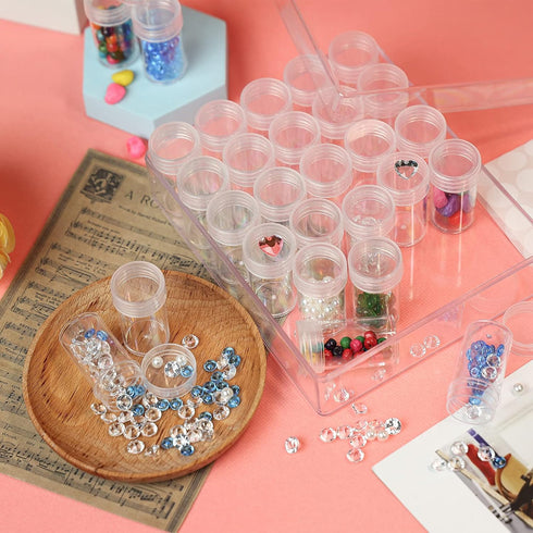 BigOtters Embroidery Diamond Storage Box, 30PCS Big Clear Plastic Bead Containers with Silicone Funnel for Jewelry Painting DIY Art Craft Rhinesto...