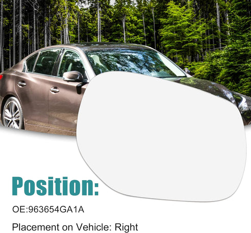 ACROPIX Right Passenger Side Rearview Heated Mirror Glass Replacement Fit for Infiniti Q50 with Backing Plate - Pack of 1 White Glass...