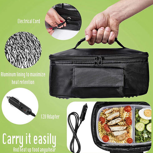 Portable Car Microwave, 12V 90W Car Food Warmer Electric Oven Fast Heating Picnic Box for Reheating & Food Cooking, Fast Heating Food Warmer for T...