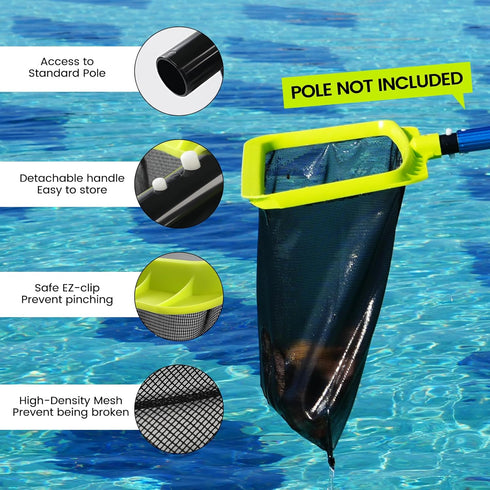 Pool Net - Pool Skimmer Net with Reinforced Frame without Pole, Larger Capacity Swimming Pool Leaf Skimmer Net for Cleaning, Firm Deep Rake Net wi...