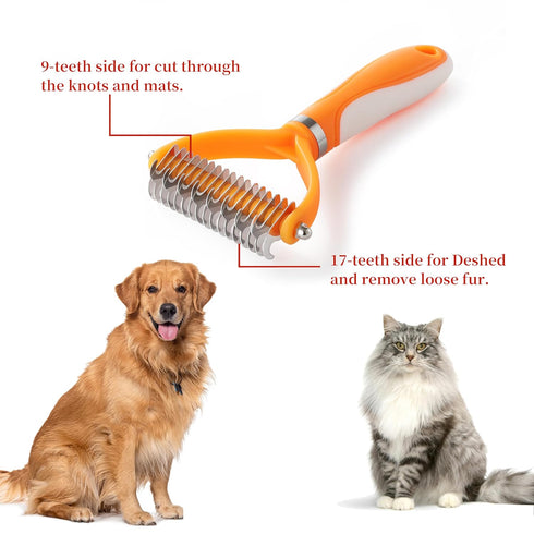 Pet Grooming Brush and Self Cleaning Slicker Brush, Dog Brush Cat Brush for Shedding, Undercoat Rake for Dogs & Cats, Deshedding Dematting Brush f...