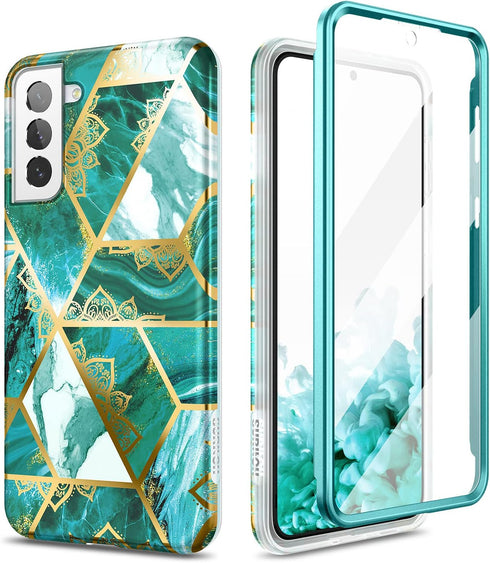 SURITCH Phone Case for Samsung Galaxy S21 Plus 6.7 inches, Front Cover with Built-in Screen Protector Full-Body Protection Shockproof TPU Bumper P...