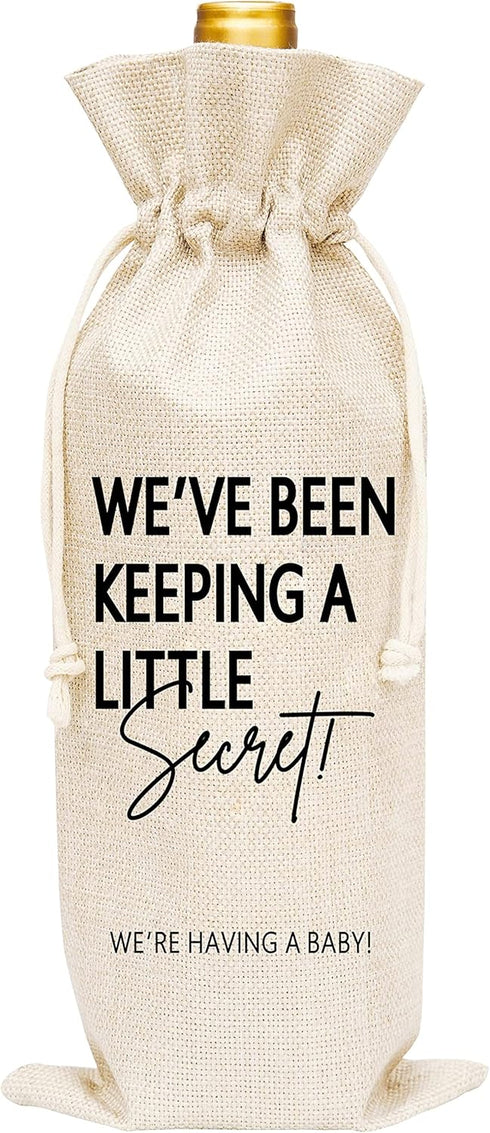 Pregnancy Announcement Wine Gift Bags, Burlap Wine Bottle Cover Bag For New Baby, Parents, Grandparents, Friends, 1 Pc Wine Bag (A36)...