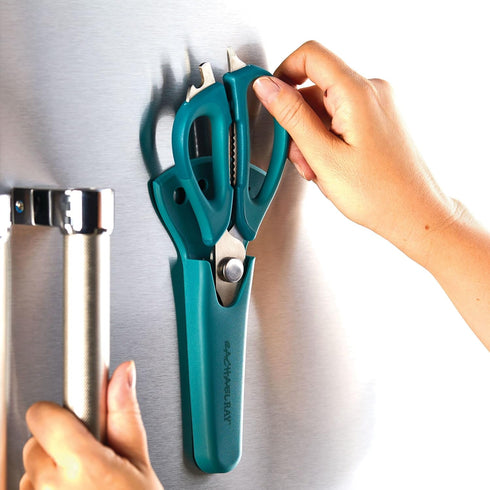 Rachael Ray Professional Multi Shear Kitchen Scissors with Herb Stripper and Sheath, 2 Piece, Agave Blue...