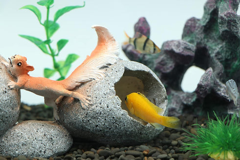 AQUA KT Aquarium Landscape Cichlid Stone Fish Hideout Rock Betta Cave Double Cave Design Dinosaur Eggs Shape Recommended for Fish Tank Decoration...