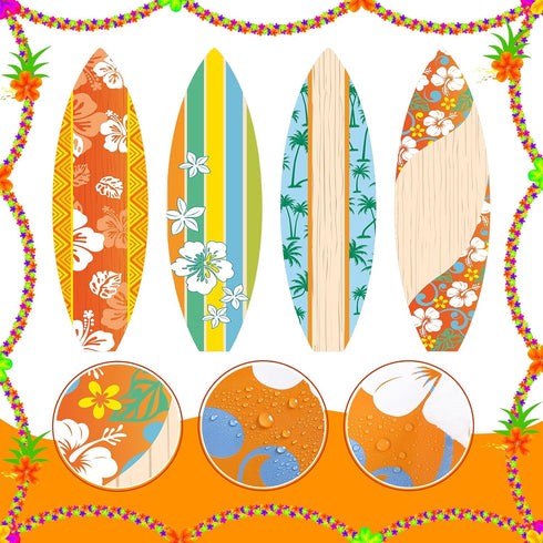 4 Pcs Summer Giant Surfboards Bulletin Board Display Set 47 x 13 Inch Surfing Bulletin Board Cutouts Tropical Graphics Surfboard Sign for School C...