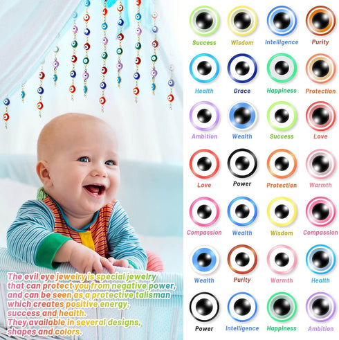 28 Styles Evil Eye Beads Bracelets Kit, Shynek Evil Eye Beads for Bracelets, Evil Eye Charms for Jewelry Making(8mm)...