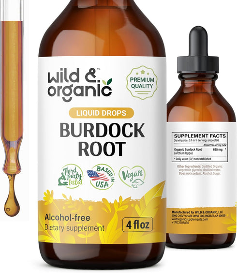Burdock Root Tincture - Antioxidants Supplement w/Burdock Root Extract - Organic Burdock Root for Detox Cleanse for Men and Women - Alcohol-Free B...