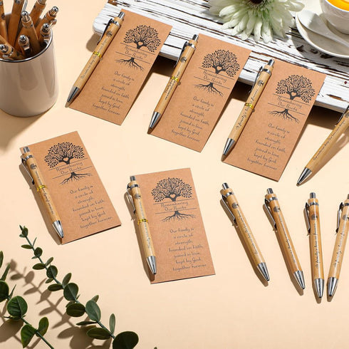 25 Sets Family Reunion Favor Family Appreciation Bamboo Pen Gift Inspirational Ballpoint Pen with Remembering Our Roots Greeting Card Family Reuni...