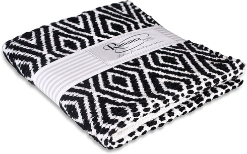 Ramanta Home 100% Cotton Diamond Rug 21x34 Hand Woven Reversible Washable Rug - Black,Farmhouse Bathroom Rugs,Entry Rugs,Rugs for Living Room, Kit...