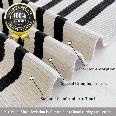 KILOCOCO Beige Striped Rug 2.3'x3.6' Indoor Outdoor Rugs Front Door Mat Hand Woven Cotton Washable Striped Layered Doormats for Front Porch/Kitche...