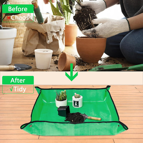 30" x 30" Repotting Mat for Transplanting & Potting Soil Mess Control, Waterproof Plant Potting Mat, Succulent Orchid Potting Tray for Plant Pots,...