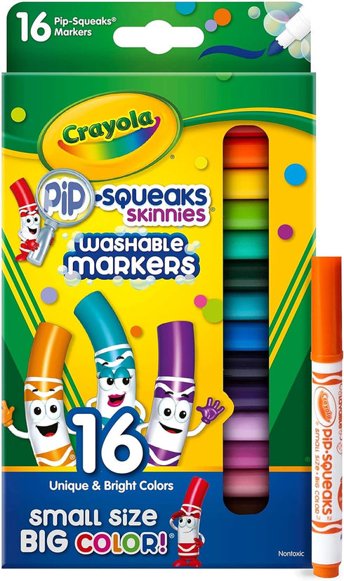 Crayola Washable Pip Squeaks Skinnies Markers, 16 Count, School Supplies, Gifts for Boys and Girls...