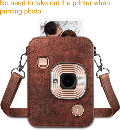 Fintie Carrying Case for Fujifilm Instax Mini LiPlay Hybrid Instant Camera - Premium Vegan Leather Portable Bag Cover with Removable Strap, Brown...
