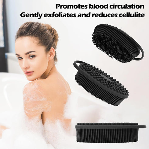 Silicone Body Scrubber, Shower Brush, Gentle Exfoliating Body Scrubber, Soft Silicone Loofah, Rich Lather, Long Lasting, Suitable for Sensitive Sk...
