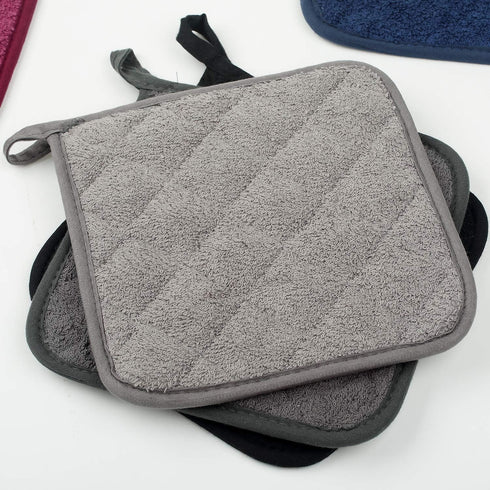 100% Cotton Kitchen Everyday Basic Terry Pot Holder Heat Resistant Coaster Potholder for Cooking and Baking Set of 5 (Multi Color 2, Potholder)...