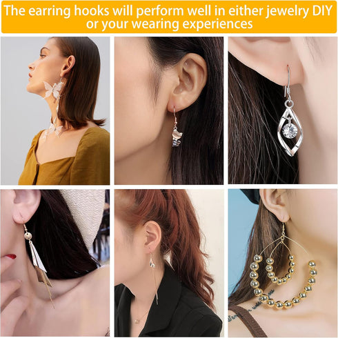 360 Pcs 925 Sterling Silver Earring Hooks Kit?Include Ear Wires Hypo-allergenic Earring Fish Hooks, Open Jump Rings, Clear Silicone Earring Backs ...