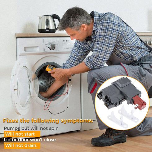 131763202 131763256 Washer Door Lock Switch with 131763310 1317633 Door Striker, Replacement for Frigidaire Whirlpool Electrolux Kenmore Gibson, Replace 1317632 131763200 131763255 131269400