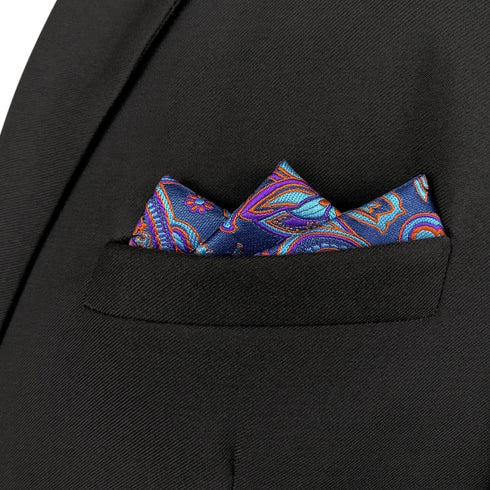S&W SHLAX&WING Pocket Squares for Men Blue Colours Purple Fuchsia Floral...