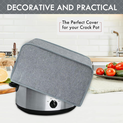 BAGSPRITE Slow Cooker Cover For Crock Pot and Hamilton Beach 6-8 qt Slow Cooker, Oval Crokpot Cover Dust Cover, Appliance covers Grey...