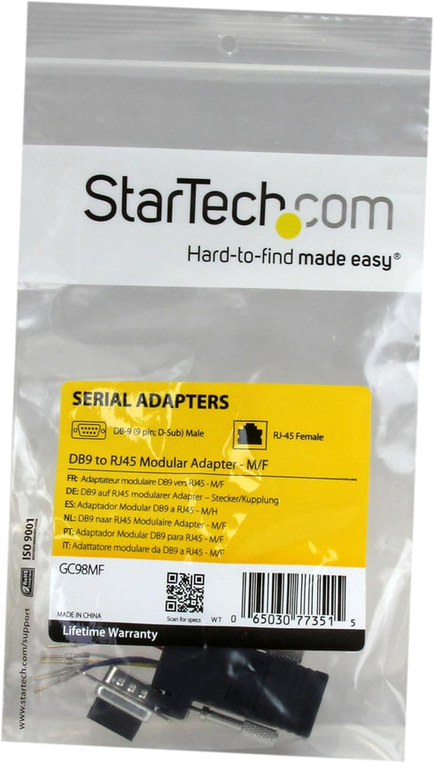 StarTech.com DB9 to RJ45 Modular Adapter - M/F - Serial adapter - DB-9 (M) to RJ-45 (F) - GC98MF,Gray...