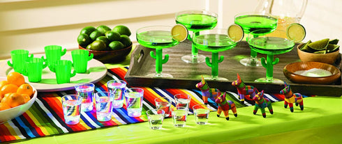 Fun Express Set of 12 Pieces Plastic Cactus Shot Glasses, Each Holds 2 oz, BPA Free Plastic, Fiesta and Cinco de Mayo Party Supplies, Green...