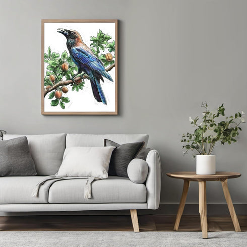 Posterizer 1 pcs-detailed natural history illustration of a raven-Corvus corax 3-Art for Animal Lovers-Gift for Men Women Teens-Chic Home Decor- u...