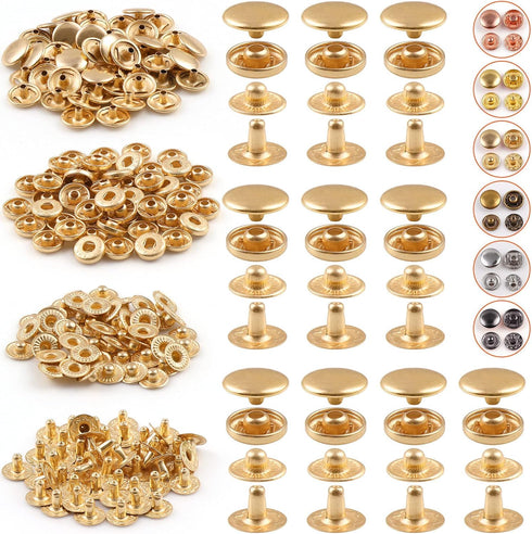 PECMER 50 Sets Snap Fasteners Kit 10mm Metal Snap Buttons Kit Leather Fasteners for Craft Sewing Clothes Leather Bracelets Belt Jackets Bags -200 ...