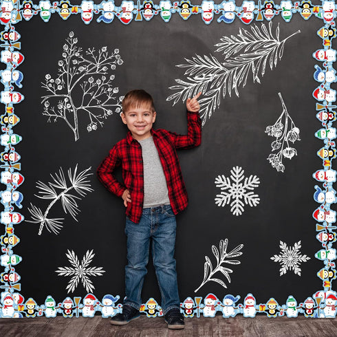 67ft Winter Christmas Bulletin Board Border Snowman Snowflake Bulletin Board Decorations Winter Penguin Borders Trim for Xmas Holiday Classroom Sc...