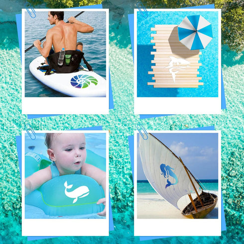 64 Pieces Stencils for Painting, Small Reusable Sea Life Mermaid Stencil, Art Craft Template for Painting on Wood, Wall, Fabric, Rock, Chalkboard,...