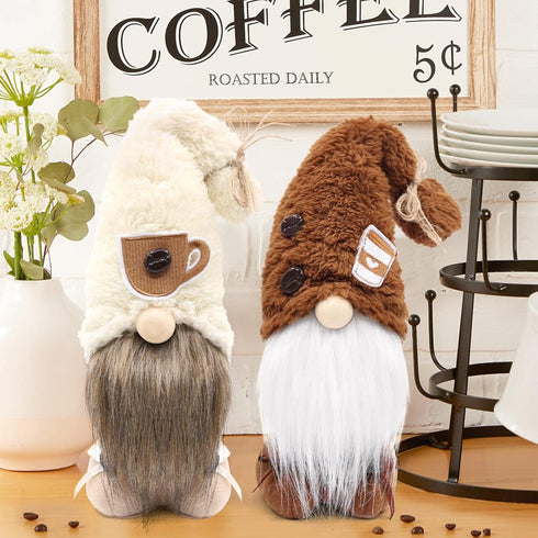 Upltowtme Swedish Tomte Gnomes Plush Ornament Set of 2 - Scandinavian Coffee Bar Decoration - Nordic Plush Farmhouse Home Decor...