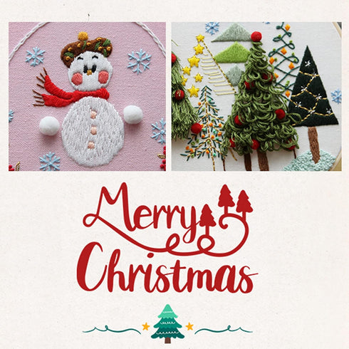 Feltsky 3 Pack Christmas Embroidery Kits for Beginners with Pattern, Cotton Threads, Needles, Instruction, 20cm Hoop - Gift for Mom, Grandma...