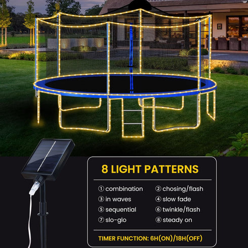 Solar Rope Lights, 66ft 200LED Solar Powered Outdoor String Lights, Waterproof 8 Modes Flexible Clear Tube Fairy Lights for Outside, Garden, Steps...