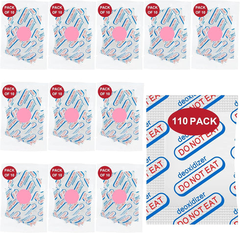 110 Packs 200CC Food Grade Oxygen Absorbers (10 Packs in Individual Vacuum Bag, 11x Packs of 10), Oxygen Absorbers for Food Storage, with Oxygen I...